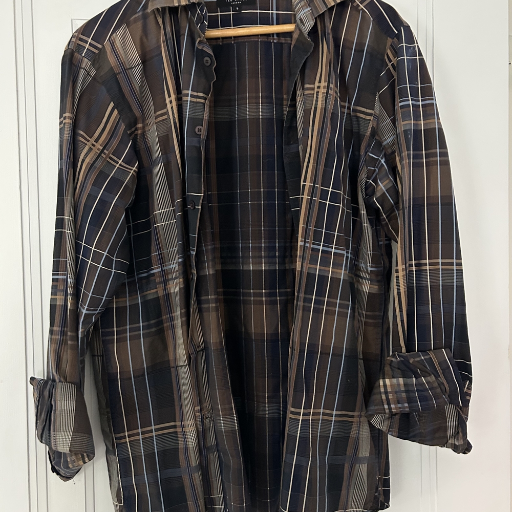 Ted Baker Lightweight Plaid Jacket Brown and Black